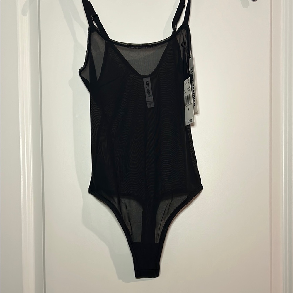 Steve Madden Sheer Black Bodysuit